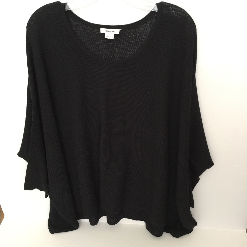 Helmet Lang, round neck, full body, sleeves to elbows close, loose knit fabric.